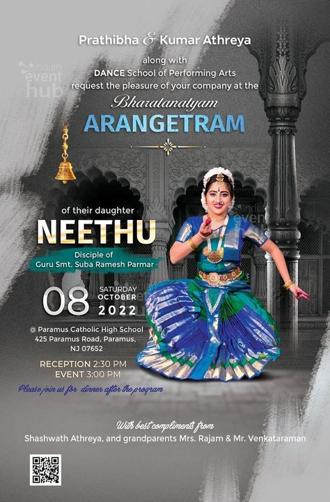 Arangetram Invitation Templates Arangetram Invitations Design, Bharatanatyam Arangetram, Dance Poster Design, Bottle Branding, Kathak Dance, E Invitation, Dance Poster, Photoshop For Photographers, Dance School