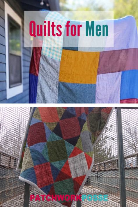 Quilt Patterns for Men Quilt Patterns For Men, Quilts For Men, Quilts For Men Patterns, Log Cabin Quilt Blocks, Fabric Crafts Diy, Geometric Quilt, Plaid Quilt, Sewing Space, Man Quilt