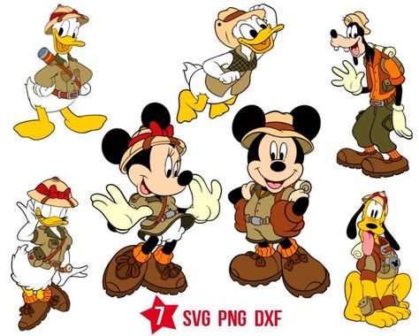 Mickey Mouse Clipart, Mickey Safari, Free Characters, Disney Animals, Mickey Y Minnie, Safari Adventure, Safari Birthday, Safari Party, Disney Trip