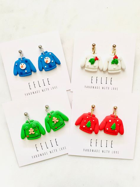 Christmas clay earrings diy