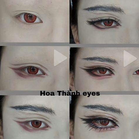 Cosplay Eye Makeup Tutorial, Xie Lian Makeup, Male Douyin Makeup, Male Cosplay Makeup, Uncanny Valley Makeup, Cosplay Eye Makeup, Vkei Makeup, Make Up Mata, Cosplay Makeup Tutorial