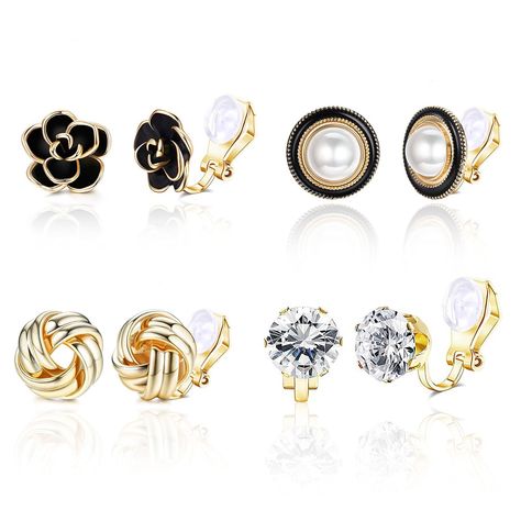 PRICES MAY VARY. GOLD CLIP ON EARRINGS:Make a statement with our elegant gold earrings. Crafted with precision and attention to detail, these earrings are perfect for adding a touch of luxury to any outfit. PEARL STUD EARRINGS:Elevate your look with our timeless pearl stud earrings. Whether you're dressing up for a special occasion or keeping it casual, these earrings are a must-have accessory. FLOWER STUD EARRINGS:Add a feminine touch to your ensemble with our charming flower stud earrings. Wit Elegant Gold Earrings, Fake Earrings, Gold Clips, Pierced Jewelry, Twist Knot, Flower Stud, Zirconia Earrings, Flower Earrings Studs, Flower Studs