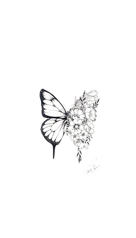 Shawn Mendes Butterfly Tattoo, Butterfly With Flowers, Tato Henna, Inspiration Tattoos, Butterfly Tattoo Designs, Dainty Tattoos, Dream Tattoos, Little Tattoos, Simplistic Tattoos