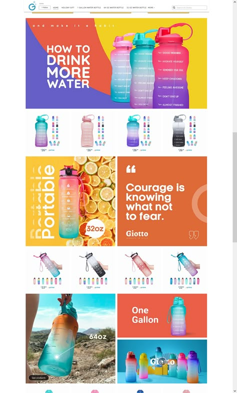 Amazon Storefront Design Ideas, Amazon Store Front Design, Amazon Brand Store Design, A+ Content Amazon, Amazon Storefront Design, Amazon Listing Design, Water Bottle Logos, Logo Business Design, Ebc Design