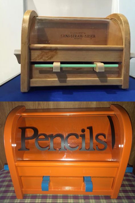 I turned an old Schupps Sani-straw dispenser into a pencil dispenser for my classroom. Easy conversion- hardest part was finding the old straw dispenser from my childhood. Pencil Dispenser, Straw Dispenser, 2nd Grade Classroom, Diy Crafts For Kids Easy, My Classroom, A Pen, Teacher Ideas, My Childhood, A Pencil