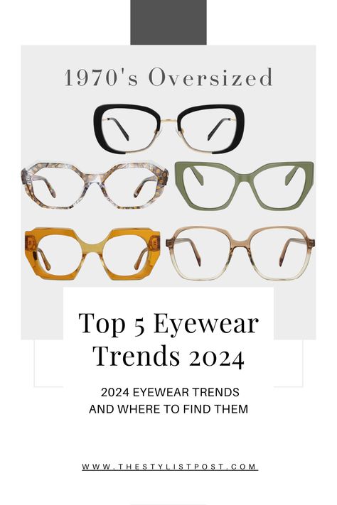 The Stylist Post looks at her top 5 favorite eyewear trends and where to find them! Trendy Spectacles Frames Women, Cool Eye Glasses For Women, Fall Glasses Frames, Trending Glasses Frames 2024, Chloe Glasses Eyewear, Trend Glasses 2024, Trending Frames Eyeglasses, Eyewear 2024 Trend Women, Eye Glasses Trend For 2024