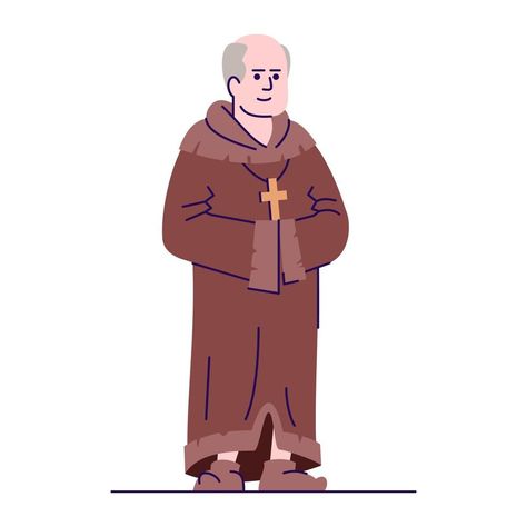 Priest Drawing, Medieval Priest, Easy To Draw, Flat Vector Illustration, French Revolution, Flat Vector, Photoshop Template, Photoshop Actions, Middle Ages