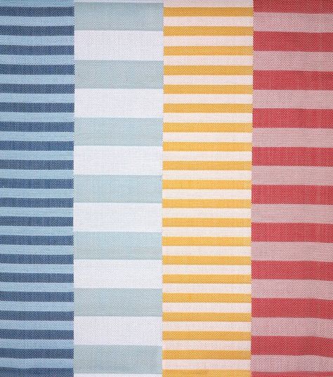 Multicolor Striped Woven Upholstery Outdoor Fabric | JOANN Cabin Resort, Blankets Throw, Spring Sewing, Striped Upholstery Fabric, Striped Upholstery, Bright Stripes, Material Palette, Retro Fabric, Boho Bags