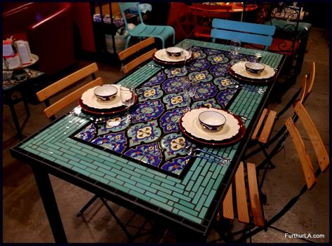 Tile Outdoor Patio, Mexican Tile Table, Outdoor Patio Tables, Mosaic Tile Table, Iron Chairs, Tile Tables, Wrought Iron Chairs, Tile Table, Outdoor Patio Table