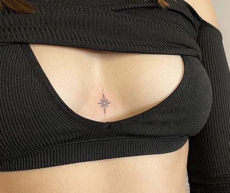 Unique Minimalist Tattoo, Small Chest Tattoos, Small Pretty Tattoos, Petite Tattoos, Chest Tattoos For Women, Sternum Tattoo, Classy Tattoos, Discreet Tattoos, Girly Tattoos