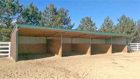 12' x 48' Wrangler Run In Horse Shelter from Klene Pipe Structures Horse Runs With Shelter, Horse Shelter Ideas Cheap, Alpaca Shelter, Horse Run In Shed, Horse Run In Shelter Simple, Horse Run In Shelter, Diy Horse Shelter Run In Shed, Horse Shelter With Hay Feeder, 3 Sided Horse Shelter Plans