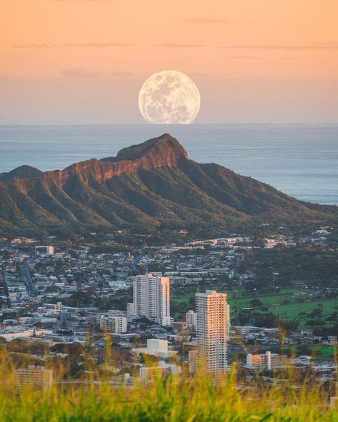 Hawaii Diamond Head, Diamond Head Hawaii, Photo Sharing App, Diamond Head, Hawaii Life, Aloha Hawaii, Blue Hawaiian, Beautiful Moon, Big Waves