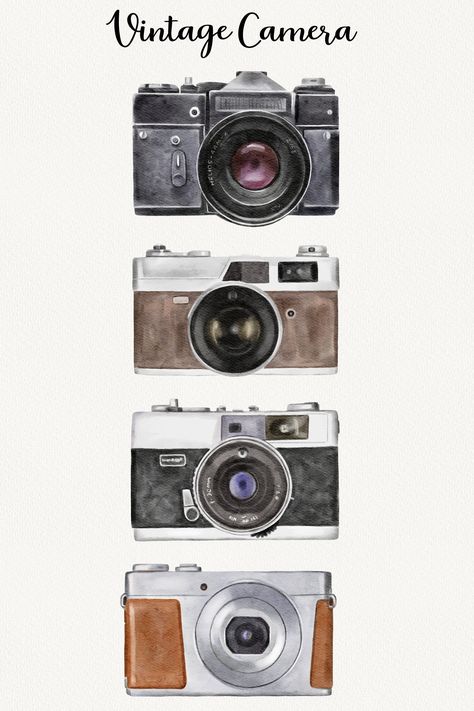 Watercolor Vintage Camera Clipart, Hand painted Colored Photo Camera, Travel Clip art, Photography Digital Logo, Instant Download PNG logomovement #logodaily #designeveryday🍒 Travel Clip Art, Wedding Photography Logo Design, Mechanic Logo Design, Best Photography Logo, Camera Clipart, Camera Painting, Watercolor Scrapbook, Motorcycles Logo Design, Camera Clip Art