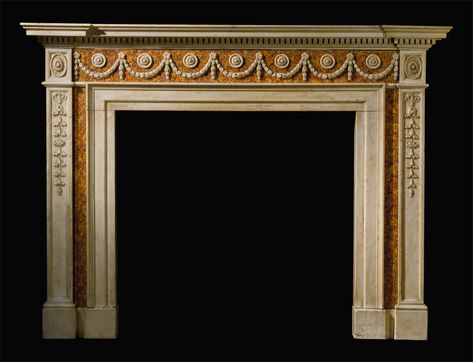 fireplace ||| sotheby's l17304lot95dlken Georgian Fireplace, English Fireplace, Georgian Fireplaces, Small Wedding Decor, Fire Surrounds, Storage Fireplace, Decorative Pillars, Robert Adam, Mantel Mirrors