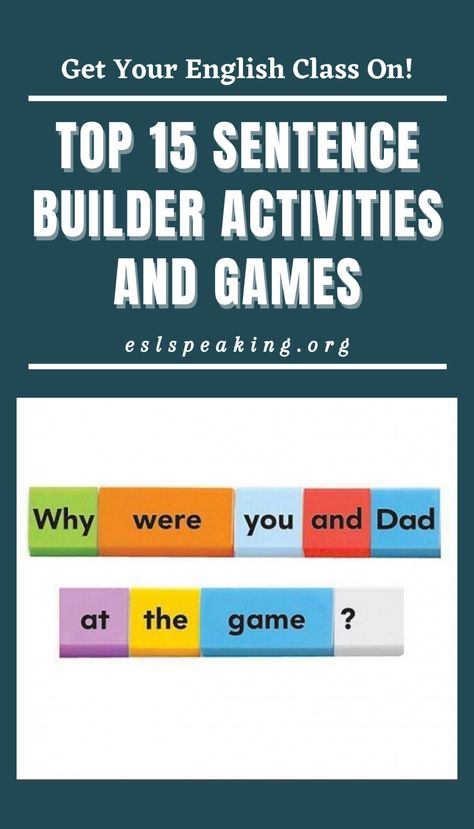 Sentences Structure, Sentence Building Games, Teaching Sentence Structure, English Sentence Structure, Sentence Building Worksheets, Teaching Sentences, Sentence Building Activities, Sentence Builder, Efl Teaching