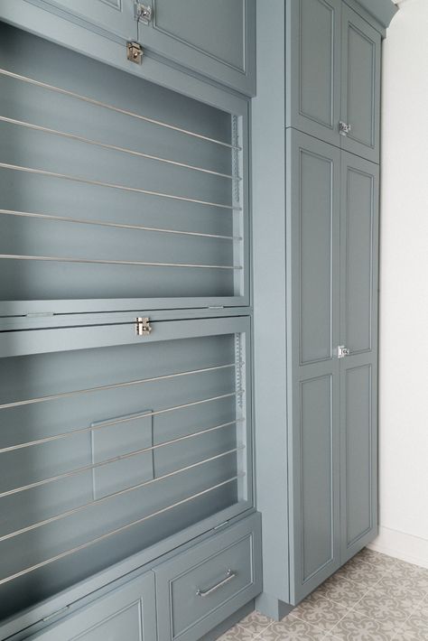 Nantucket Laundry Room, Pink Cabinets Laundry Room, Periwinkle Laundry Room, Elegant Laundry Room Luxe, British Laundry Room, Grandmillenial Laundry Room, Light Blue Laundry Room Cabinets, Laundry Room With Wainscoting, French Blue Laundry Room