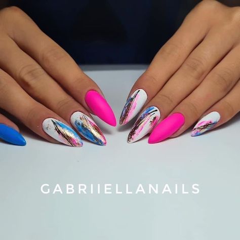 Classy Extra Nails, Neon Stiletto Nails Summer, Feather Nail Designs, Summer Nails Summer, Feather Nails, Nails Summer Nails, Unghie Nail Art, Nails Art Designs, Sassy Nails