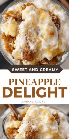 Jar Desserts, Pineapple Delight, Pineapple Dessert Recipes, Pineapple Desserts, Pineapple Recipes, Rich Desserts, Desserts Recipes, Recipe Inspiration, Best Dessert Recipes