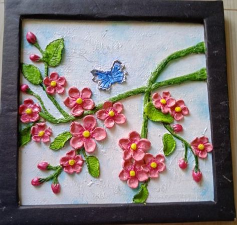 Clay art painting Clay Art Painting, Flower Clay Art, Clay Painting, Flower Clay, Clay Wall Art, Art And Craft Videos, Pencil Drawings Easy, Clay Wall, Hand Embroidery Design Patterns