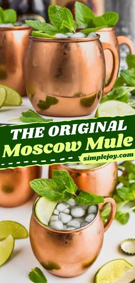 Learn how to make this Original Moscow Mule for your easy holiday drink ideas! This classic cocktail recipe is so popular and so easy to mix together. Pin this recipe! Gin Moscow Mule Recipe, Moscow Mule With Gin, Holiday Drink Ideas, Moscow Mule Recipe Classic, Moscow Mule Drink Recipes, Best Moscow Mule, Recipe With Ginger, Moscow Mule Drink, Best Margarita Recipe