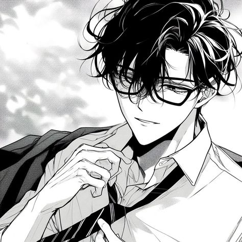 Anime teacher with messy hair and glasses, black aesthetic icon, black anime pfp, anime icon, profile picture, manhwa icon, anime guy Anime Characters With Glasses Hair, Hot Profile Picture Ideas Anime, Handsome Anime Guys With Long Hair And Glasses, Anime Guy Icon Aesthetic, Teacher Anime Boy, Manga Men Icon, Black Hair Guy Anime, Anime Guy With Glasses Nerd, Anime Guy Pfp Aesthetic