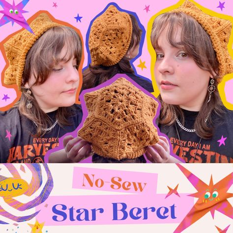 Have you been looking for the perfect fall accessory? Do you love forests and fairies and everything whimsical? You can now create your very own star hat with this simple and easy to follow crochet pattern, no sewing required! This pattern contains dozens of photos and notes to help you create your hat. Pattern uses US crochet terms.  If anything in the pattern doesn't make sense or you need extra help, I'm more than willing to help out if you send me a message!  I would also love to see any hat Crochet Headwarmer Free Pattern, Quick Sellable Crochet, Fun Crochet Beanies, Bonnet Hat Crochet, Crochet Cute Hats Free Pattern, Crochet Star Ideas, Crochet Hats Aesthetic, Crochet Hat Display, Fall Crochet Hat