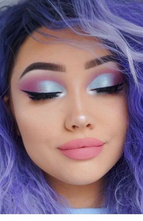 Purple Makeup Looks, Rainbow Eye Makeup, Make Up Designs, Pink Eye Makeup, Dramatic Eye Makeup, Easter Makeup, Make Up Inspiration, Rainbow Makeup, Soft Glam Makeup