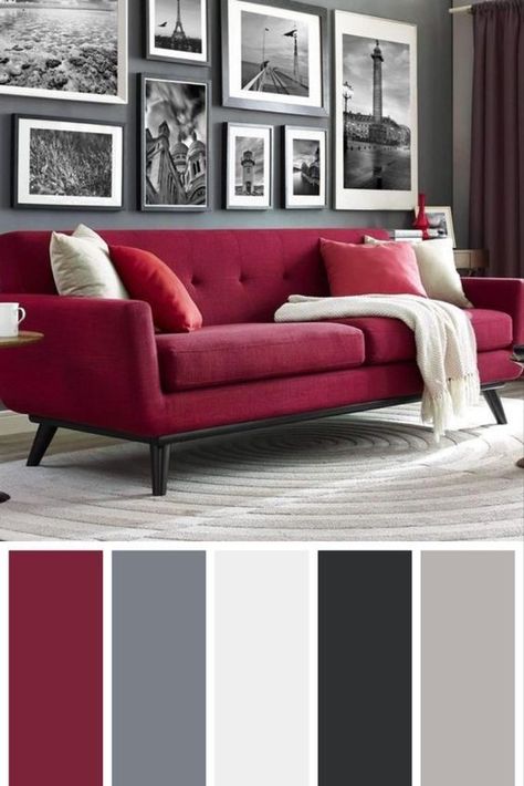 design, interior design, art, architecture photography, architecture lovers, architect, home, home decor, archi lovers, building, arquitectura, construction, home design, real estate, Modern homes, design solutions, modern architecture, architect, architecture porn, render, arch daily, architects, architecture design, Carl architect, landscaping Red Couch Color Scheme, Red Sofa Living Room Color Schemes, Red Sofa Decorating, Grey And Red Living Room, Red Sofa Living Room, Red Couch Living Room, Burgundy Living Room, Red Living Room, Modern Boho Living Room