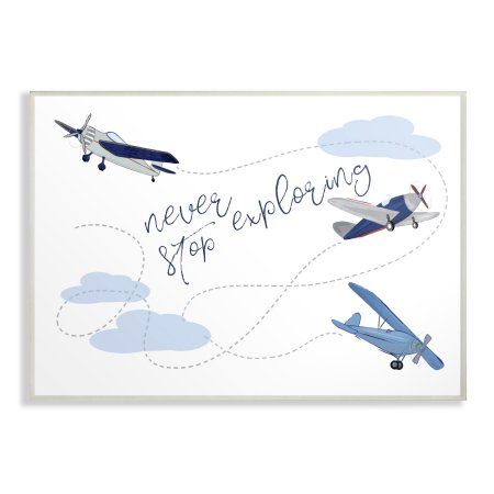 Airplane Wall Art, Airplane Nursery, Airplane Wall, Oversize Artwork, Wall Art Plaques, Post Baby, Kids Wood, Lithograph Print, Stupell Industries