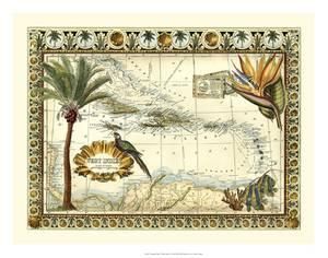 Tropical Map of West Indies by Vision Studio Tropical Map, West Indies Decor, Tropical Room, West Indies Style, British Colonial Decor, Vintage Tropical, Tropical Home Decor, Colonial Decor, Art Carte