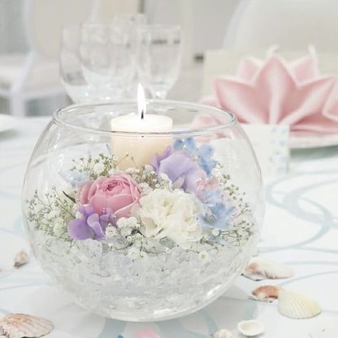 Spring Candle Centerpieces, Diy Wedding Floral Centerpieces, Diy Wedding Centerpieces, Purple Wedding Inspiration, Bridal Shower Decorations Diy, Purple Wedding Theme, Wedding Floral Centerpieces, Fairy Wedding, Wedding Inspiration Board