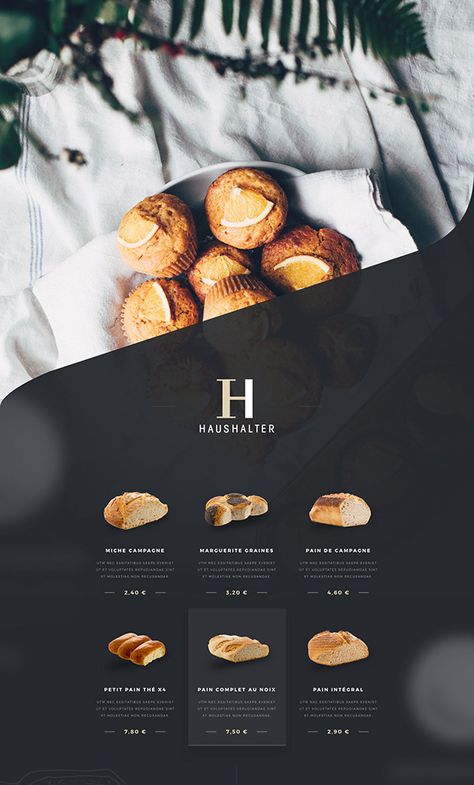 Branding - French Bakery - UI & Print Design on Behance Bakery Website Design, Bakery Banner, Long Poster, Menu Project, Food Website Design, Bakery Website, Menu Design Inspiration, Design Sites, Landing Page Website