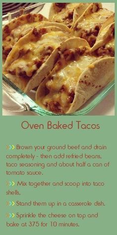 Oven Baked Tacos, Oven Tacos, Baked Tacos, Baked Tacos Recipe, Hamburger Casseroles Recipes, Taco Bake, Taco Recipes, Mexican Food Recipes Authentic, Enchilada Sauce