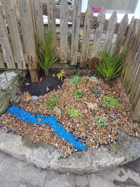 Dino Garden, Dinosaur Garden, Fairy Garden Ideas, Toddler Ideas, Construction Area, Fairy Garden, Garden Ideas, Outdoor Decor