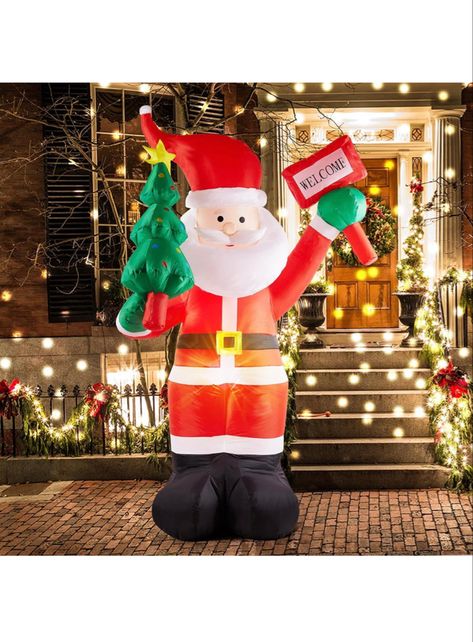 6FT Christmas Inflatables Santa Claus with Welcome Sign and Tree, Outdoor Christmas Holiday Decorations Clearance Blow Up Santa with Built-in LED Lights for Home Party Yard Lawn, Housen Solutions Blow Up Santa, Led Lights For Home, Christmas Cartoon Characters, Inflatable Santa, Lights For Home, Christmas Inflatables, Christmas Cartoons, Home Party, Holiday Decor Christmas