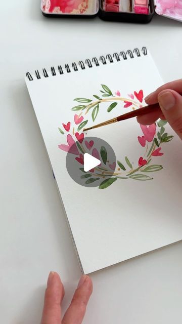 Diy Watercolor Cards, Painting Cards, Valentines Day Cards Diy, Watercolor For Beginners, Valentines Day Cards Handmade, Watercolor Valentine, Mom Crafts, Valentines Watercolor, Creative Watercolor