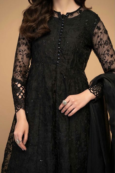 Black Gown Design, Black Frock Design, Black Fancy Dress, Maxi Dress For Wedding, Lace Dress Design, Frock Fashion, Pakistani Fancy Dresses, Beautiful Pakistani Dresses, Casual Party Dresses