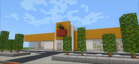 Minecraft Supermarket, Minecraft Challenges, Easy Minecraft Houses, Minecraft Furniture, White Stain, Minecraft Designs, City Buildings, Minecraft Houses, Minecraft