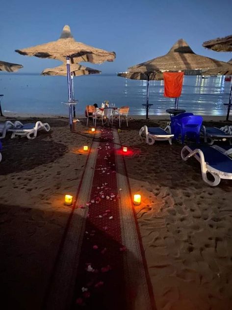 It is the perfect destination for a perfect honeymoon 😉😉 For Reservations and more information +201001220421 Or send DM #gafyresort #midyear #sharmelsheikh #honeymoon #vacation #goodvibes #booknow #Egypt Candles On The Beach, Dinner By The Beach, Perfect Honeymoon, Romantic Vibes, Sharm El Sheikh, Romantic Dinner, By The Beach, Sea View, Romantic Dinners