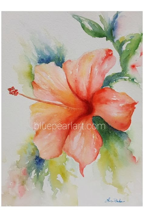 In this online live workshop, I will teach you how to paint an expressive hibiscus in watercolors. This workshop is perfect for beginners! In this private Facebook group, I will show you how to paint this colorful hibiscus flower live. Included will be a materials list, a welcome video along with a traceable hibiscus drawing. After your purchase, you will be emailed the link to the group where all the information is provided.  PLEASE NOTE... YOU DO NOT NEED TO BE THERE DURING THE LIVE. Hibiscus Flower Painting, Easy Flower Painting, Painting Water, Flowers Painted, Watercolor Paintings Easy, Painting Subjects, Watercolor Flower Art, 수채화 그림, Watercolor Paintings Tutorials