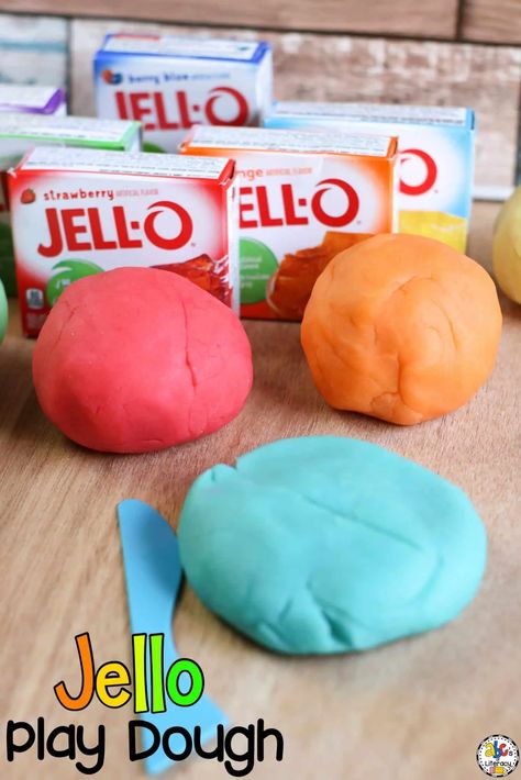 Edible Cloud Dough, Jello Slime, Jello Playdough, Jello Play Dough, Jello Play, Playdough Slime, Edible Sensory, Hand Muscles, Easy Toddler Activities