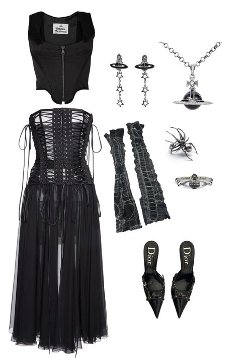 Black Dress Vivienne Westwood, Goth Vivienne Westwood, How To Dress Like A Vivienne Westwood Model, Vivienne Westwood Outfit Aesthetic, Vivienne Westwood Style Outfit, Vivienne Westwood Black Dress, Vivienne Westwood Outfit Ideas, Vivienne Westwood Inspired Outfit, Vivienne Westwood Outfits