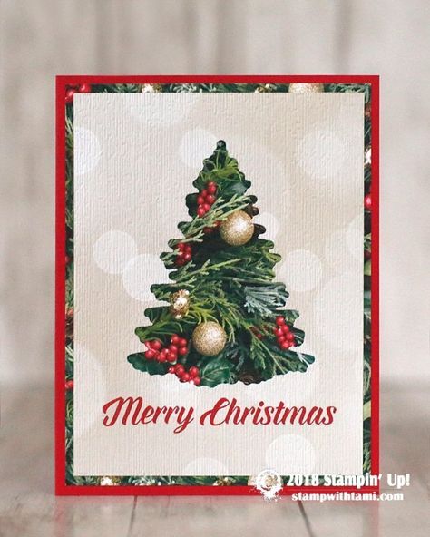 Christmas Cards 2018, Holiday Cards Handmade, All Is Bright, Christmas Tree Card, Homemade Christmas Cards, Stampin Up Christmas Cards, Christmas Tree Cards, Simple Christmas Tree, Tree Cards