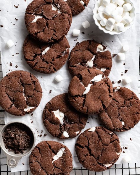 Cookie Board, Hot Cocoa Cookies, Recipes Holiday, Hot Chocolate Cookies, Bakery Menu, Winter Treats, Cocoa Cookies, Browned Butter, Marshmallow Fluff