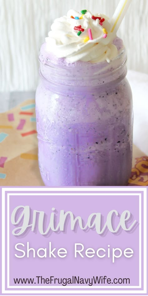 Diy Grimace Shake Recipe, Grimace Shake Recipe Diy, Homemade Grimace Milkshake, Mcdonald’s Grimace Shake Recipe, Grimmish Shake, Grimes Shake Mcdonald's Recipe, Grimishake Recipe, Diy Grimace Milkshake, Copycat Grimace Shake Recipe