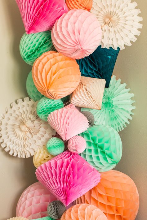 Paper Honeycomb Decorations, Honeycomb Balls Decoration, The Millers, Honeycomb Decorations, Western Romance, Paper Balls, Diy Event, Honeycomb Paper, Paper Fans