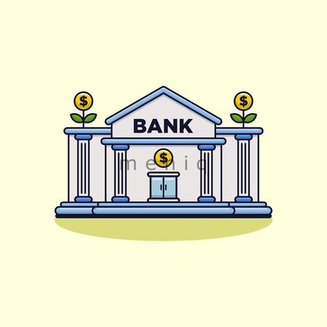 Vector illustration of a bank for banners, brochures, posters, pamphlets and leaflets Bank Drawing, Bank Poster, Class Board Decoration, Bank Illustration, Board Decoration, Premium Vector, Graphic Resources, Banners, Accounting