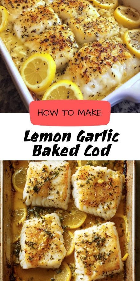 Discover the perfect weeknight dinner with our Lemon Garlic Baked Cod recipe! This light and flavorful dish combines juicy cod fillets, zesty lemon, and aromatic garlic, topped with crispy panko and Parmesan. Ready in just 30 minutes, it’s a delicious way to impress seafood lovers at your table. Cod Recipes Oven, Baked Cod Fillets, Cod Recipes Healthy, Cod Fillet Recipes, Lemon Baked Cod, Oven Baked Cod, Garlic Baked, Baked Cod Recipes, Cod Fillets