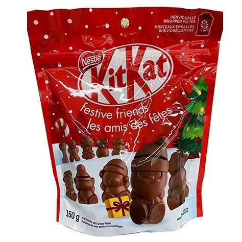 Amazon.com : Nestle Kitkat Festive Friends Christmas Santa Chocolate, 150g/5oz {Imported from Canada} : Grocery & Gourmet Food Kitkat Christmas, Brrr Basket, Shuffles Ideas, Brr Basket, Santa Chocolate, Kit Kat Candy, Christmas Sleepover, Sweet Packaging, Burr Basket