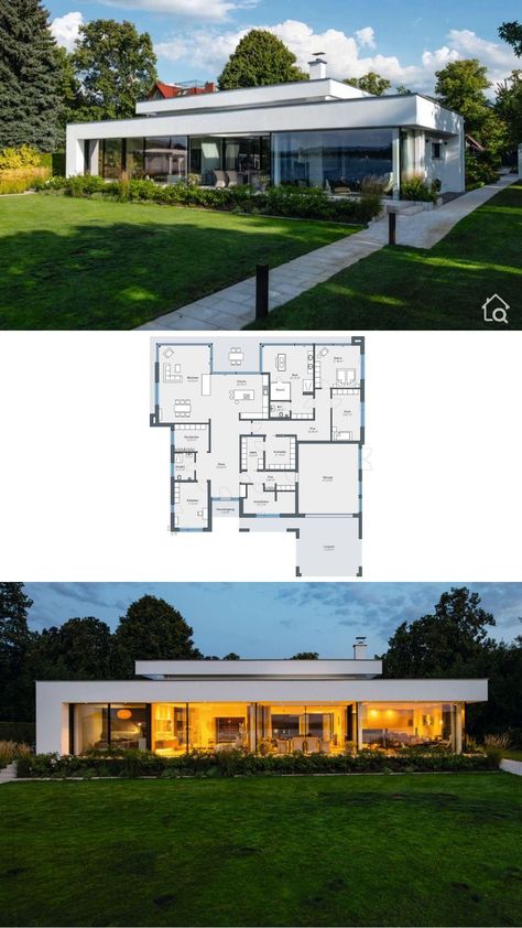 Minimalist Bungalow, European Architecture Design, House Plans Modern, Modern Bungalow House Plans, Contemporary Architecture Design, Architecture Design Ideas, Modern Bungalow House, Casa Country, House Plan Gallery